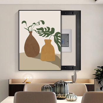 耀世佳画   轻奢风电表箱装饰画遮挡电闸开关盒挂画配电箱竖款可推拉