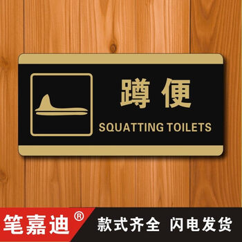 创意个性定制标识牌墙贴纸自粘室外指示亚克力温馨提示导蹲便10x20cm