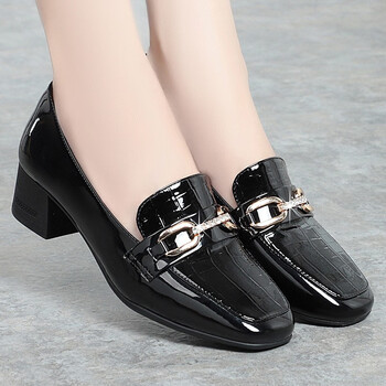 女士皮鞋粗跟时尚乐福鞋子上班工作鞋子女舒适简约皮鞋女百搭大码女鞋