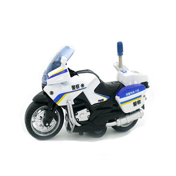 仿真铁骑警察摩托车模型回力合金车4d模型带灯光炫酷儿童玩具新款白色