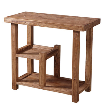 东蒂莱老榆木茶桌移动原木边几实木茶水柜阳台桌家用简约现代小茶台