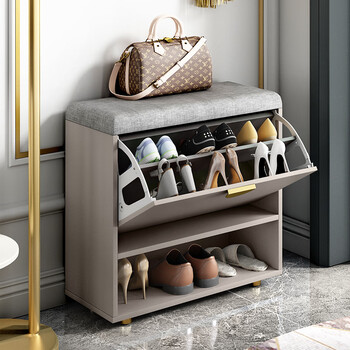 秋佳北欧翻斗换鞋凳家用门口小户型入户超窄穿鞋凳储物轻奢鞋柜小凳子