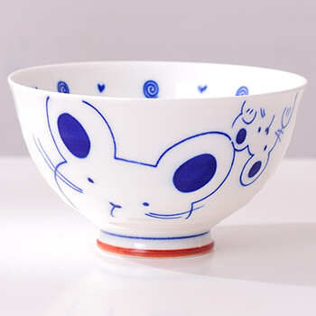 生肖碗 十二 生肖米饭碗卡通碗釉下彩碗和风餐具甜品碗可爱儿童碗 鼠