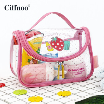 琪斐诺（Ciffnoo） 儿童洗漱包小号露营野餐便携收纳包草莓旅游防水洗澡袋女CTSS1290 粉红色