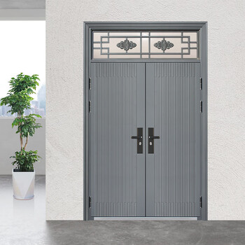 igiftfire带气窗通风防盗门家用室外农村庭院子母对开门大门进户双开