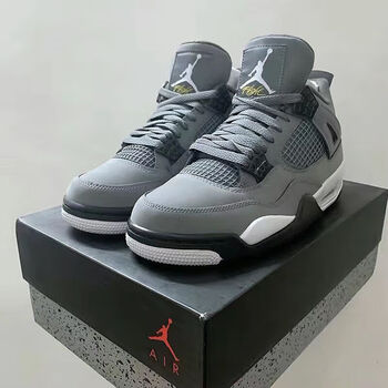 耐克顿aj4代篮球灰白黑气空军一号学生男篮球运动跑步鞋aj4酷灰42