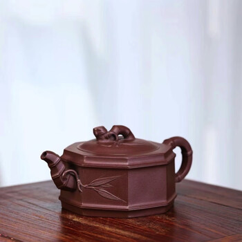 宜兴紫砂壶紫砂壶名称八方竹节壶泥料原矿紫泥容量420cc