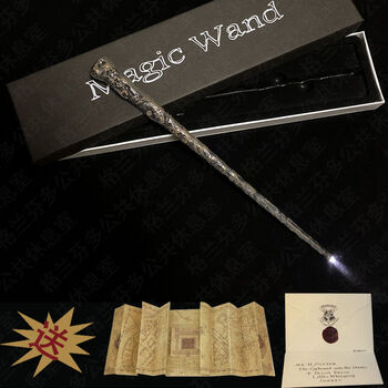 哈利波特魔杖发光魔法棒哈利波特活点地图入学通知书周边罗恩老款