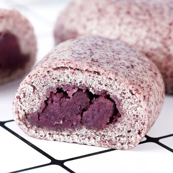 舒汇紫米紫薯包6个营养早餐半成品夹心面包点心方便速冻包子紫薯包65g