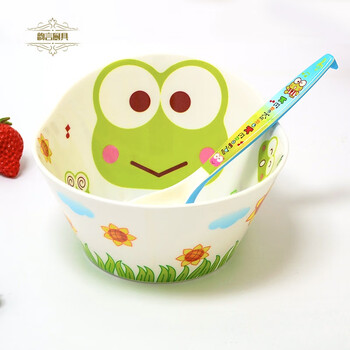 儿童碗餐具防摔防烫家用宝宝吃饭碗可爱卡通密胺幼儿园大童6岁碗大号