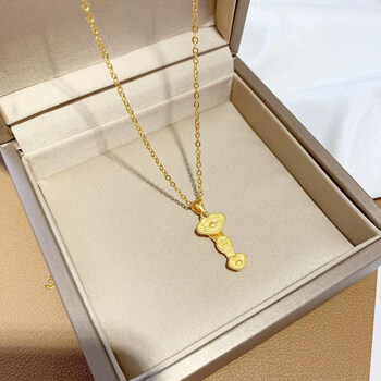 周大福夏季新款吉祥如意吊坠项链女越南沙金锁骨链网红首饰 单独吉祥