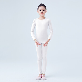 羞莎儿童舞蹈服无痕内衣白色女童跳舞练功服打底衣幼儿秋冬季打底衫