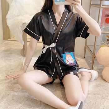 60女生睡衣夏季冰丝薄款女式睡衣夏款高中学生家居服和服女短袖日式