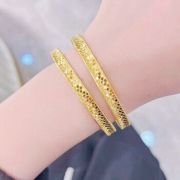 翱兰克(rdfnuffdqb)黄金手镯女波点鳞片闪亮龙鳞手镯时尚足金999亮面