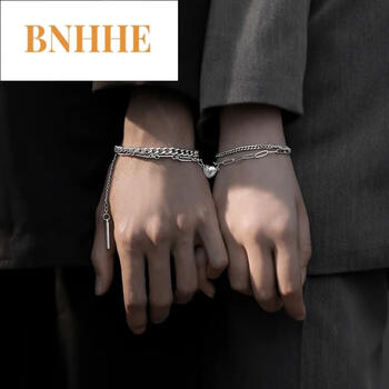 bnhhe刻字怦然心动情侣手链一对手链男士爱心相吸实用送女友情人礼物
