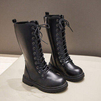 霏楚小学生靴子女孩长筒靴子女童长靴秋季新款儿童骑士英伦风儿童小