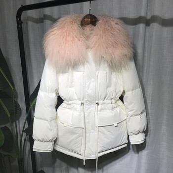 在礼波士顿羽绒服冬季新女款中长款小个子时尚免洗加厚白鸭绒外套平湖