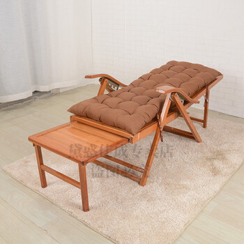 午休午睡椅沙滩椅靠椅家用阳台凉椅老人实木靠背椅子 躺椅 咖啡色短垫