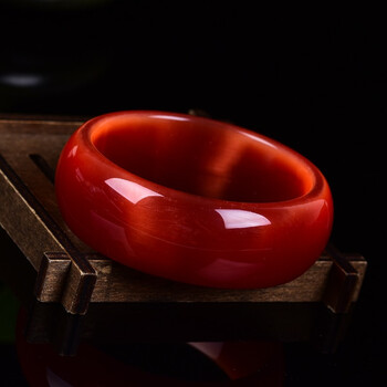 fakman大红色猫眼石手镯时尚女款水晶手环玉镯子韩版开运转运招桃花