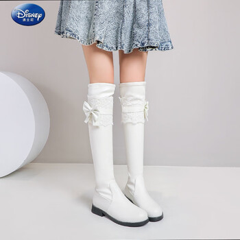 迪士尼disney女童靴儿童长靴2021秋冬弹力过膝靴中大童公主演出鞋小