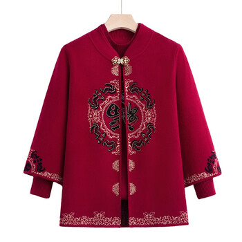 梵侈赫尔轻奢品牌妈妈秋装外套洋气高贵唐装喜婆婆结婚宴礼服中年女外