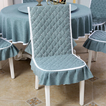 中式餐桌桌布餐椅套罩套装连体垫子椅子套罩通用简约现代家用军绿色