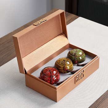 礼盒包装茶叶桶便携陈皮罐茶具配件收纳盒醒茶容器静心金3罐礼盒装