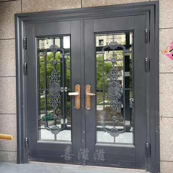 格鲁德别墅大门双开门四开玻璃防盗门入户门对开门不锈钢铜门农村进户