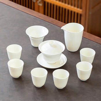金灶(kamjove)盖碗羊脂玉德化白瓷陶瓷功夫茶具套装家用泡茶杯办公室