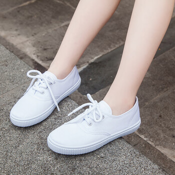 帆布鞋儿童白布鞋幼儿园小白鞋男女童白鞋学生白色表演球鞋学生帆布鞋