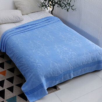 毛巾被老式棉质单人夏季棉加厚夏凉被空调被双人婴儿童毯子乌蓝色欧莲