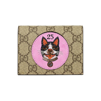 古驰gucci女士短款动物刺绣双g印花便携随身折叠钱包5 手拿包 /【图片
