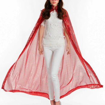 恋依小铺新品面纱女古代选美颁奖披风斗篷演出活动舞台袍子亮片披肩花