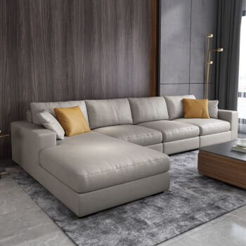 整装大小户型现代简约客厅转角可拆洗乳胶沙发组合 卡其色(科技布) 双