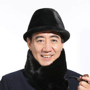 貂皮帽男士冬季中老年水貂毛裘皮帽礼帽老人冬天保暖时尚皮草帽子