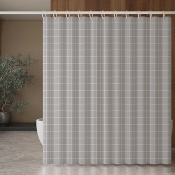 yck轻奢高端浴室防水浴帘卫生间浴间套装免打孔干湿分离隔断门帘子