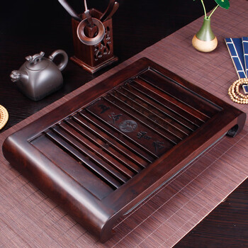 木茶盘黑紫檀木实木茶盘原木家用天然排水式大号中式储水式抽屉式茶台