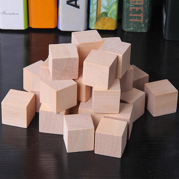 正方体积木木头方块小立方体小学数学教具套装几何图形正方形 原木色