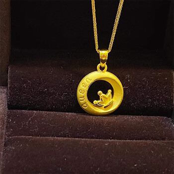 小腰金 小皇冠黄金吊坠2022新款queen女王项链999足金生日礼物送老婆