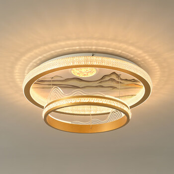 新中式亚克力吸顶灯仿古客厅吸顶灯创意卧室餐厅书房圆形吸顶灯具