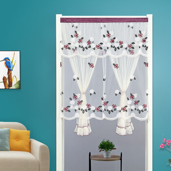 卧室门帘半截2021年新款蕾丝门帘免打孔家用防蚊纱帘卧室厨房卫生间
