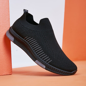 热风男鞋透气学生休闲鞋时尚新款潮鞋sneakers飞织运动鞋子男黑灰39