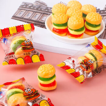 橡皮糖汉堡糖软糖散称糖果糖零食食批发汉堡橡皮糖10粒体验装