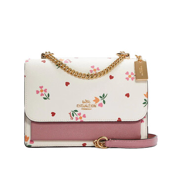 520礼物限量款coach蔻驰女士klare系列风琴包链条斜挎包爱心印花粉色