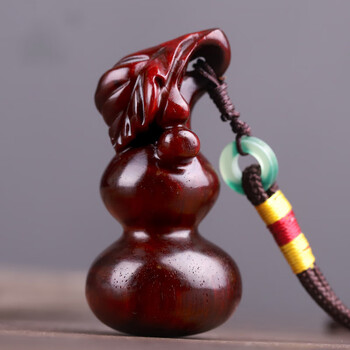 小叶紫檀葫芦手把件 印度小叶紫檀木雕男士随身把玩物件挂件福禄手玩