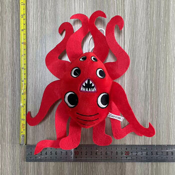 园毛绒玩具游戏公仔儿童玩具毛绒玩具斑斑花园幼稚园 红色六眼多手怪
