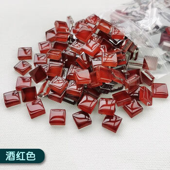 马赛克手工diy水晶马赛克瓷砖小块450粒1厘米小颗粒散儿童手工酒红色
