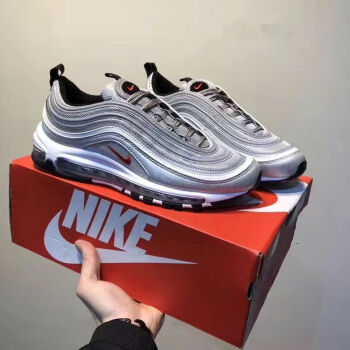 銀3m反光聖水笑臉男女運動鞋airmax97跑步鞋全掌氣墊鞋釗聞銀子彈36