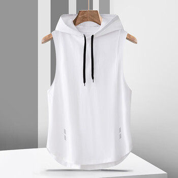 xco春夏季套头连帽运动健身篮球训练坎肩砍袖背心宽松男无袖跑步帽衫