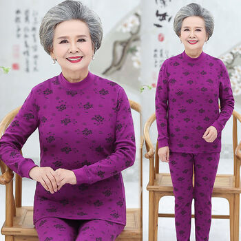 好品质秋衣秋裤奶奶秋衣秋裤套老年人秋女岁老人服半高领老太太b06
